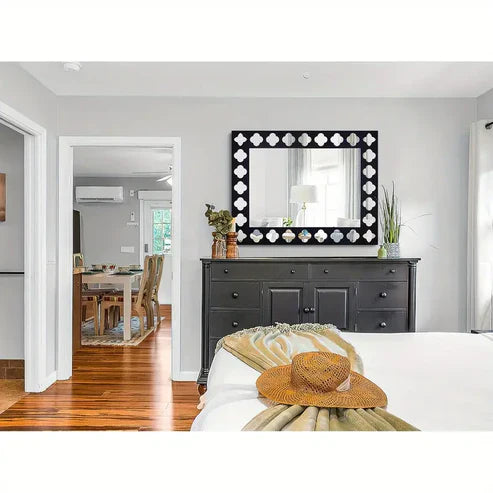 Black Wooden Frame Modern Decorative Mirror | Emaazz