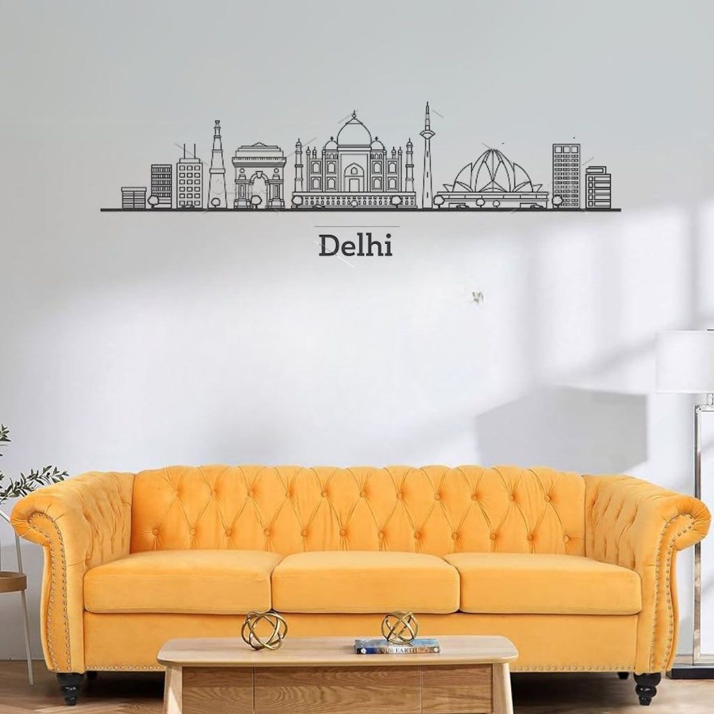 Dehli, India - Skyline Acrylic Wall Art - Home Decal - Indian National Day