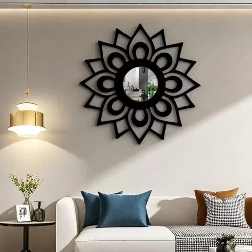 Sunflower Wooden Wall Mirror Art | Emaazz