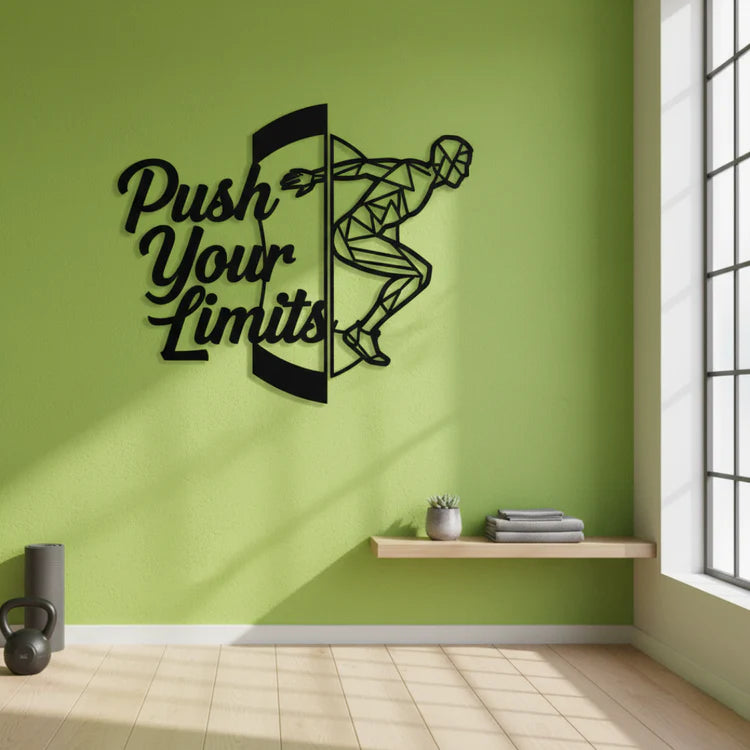 "Push Your Limits" Acrylic Wall Art - Geometric Athlete Decor