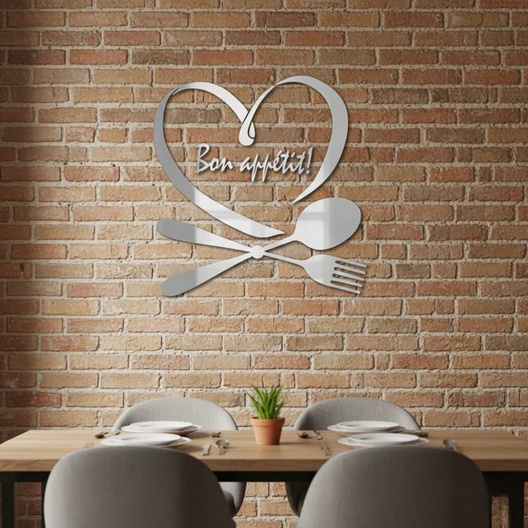 Spoon & Fork with Heart Acrylic Wall Decal | Beautiful Kitchen Decor for UAE Homes & Restaurants