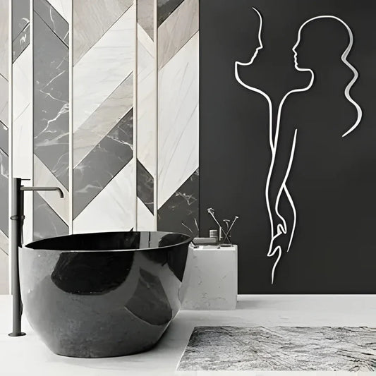 Abstract Couple Line Art Acrylic Wall Decor – Minimalist Silhouette