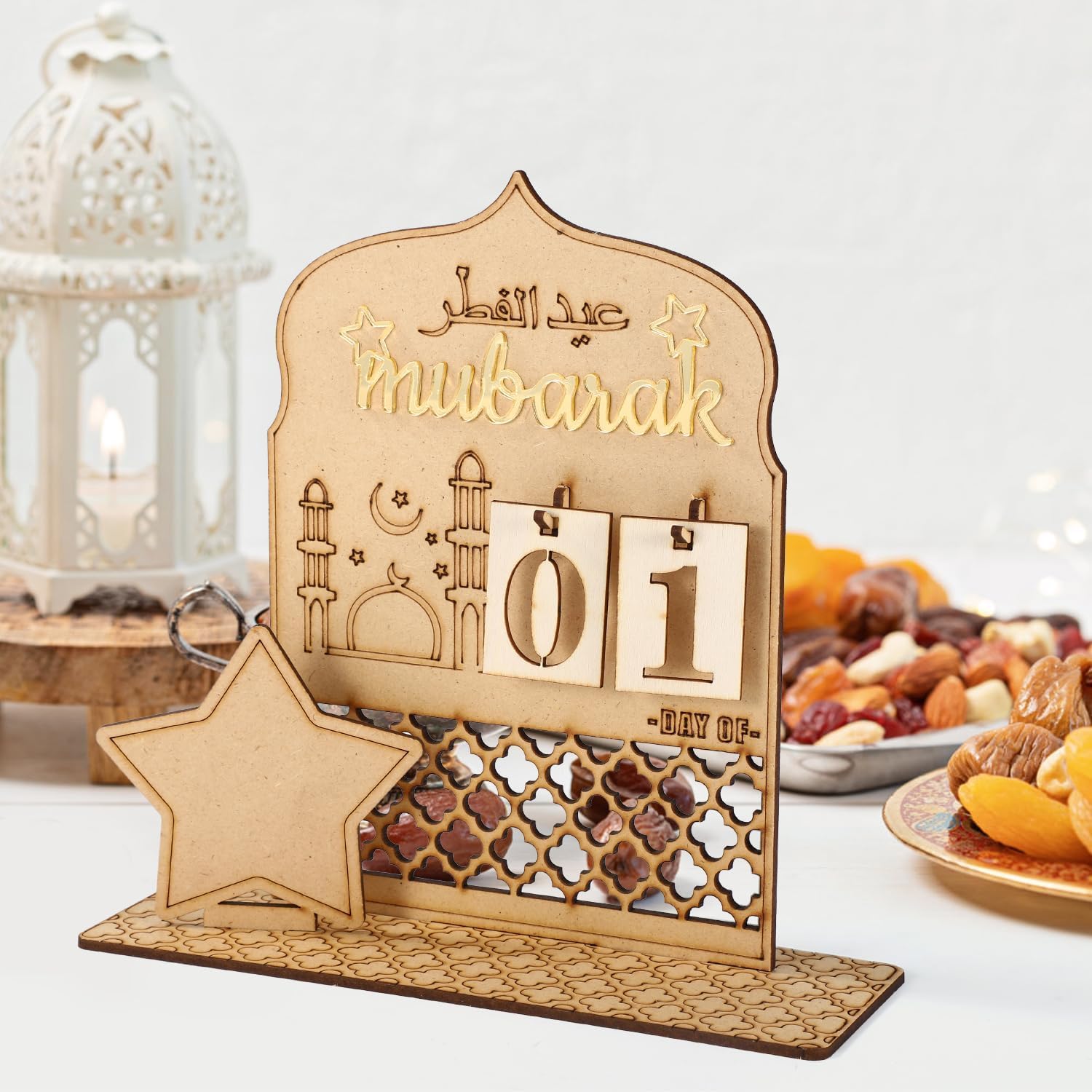 Ramadan Advent Calendar 2026 - Wood Ramadan Countdown Calendar, Ramadan Decorations for Home, Ramadan Table Decor, Islamic Decorations, Ramadan Gifts & Eid Mubarak Decorations
