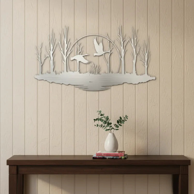 Tranquil "Ducks in Flight" Black Acrylic Wall Art – Wetland Nature