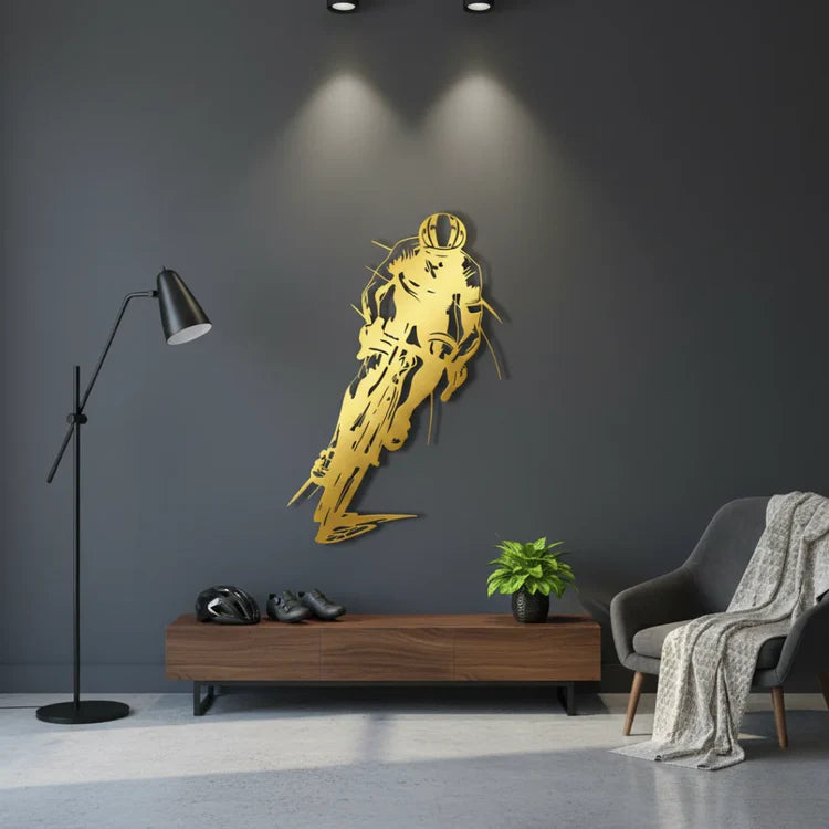 Dynamic Acrylic Road Cyclist Wall Art Silhouette - Abstract Racing Design
