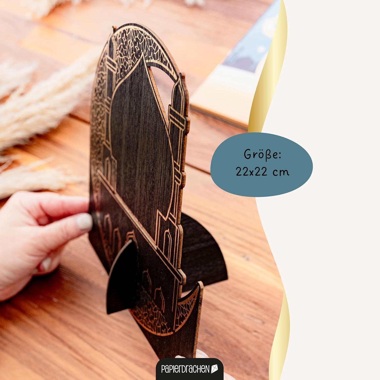 Papierdrachen Ramadan Countdown Wood – for Standing – Black Varnished – Decoration – Sugar Festival Set 02