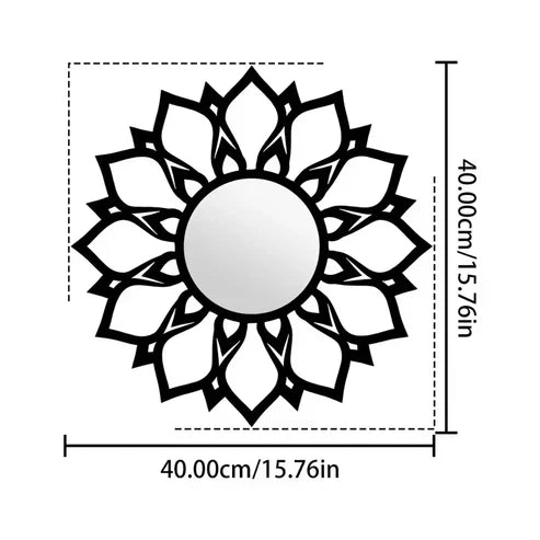 Modern Acrylic Wall Mirror - Black Geometric Round Decorative Art | Emaazz