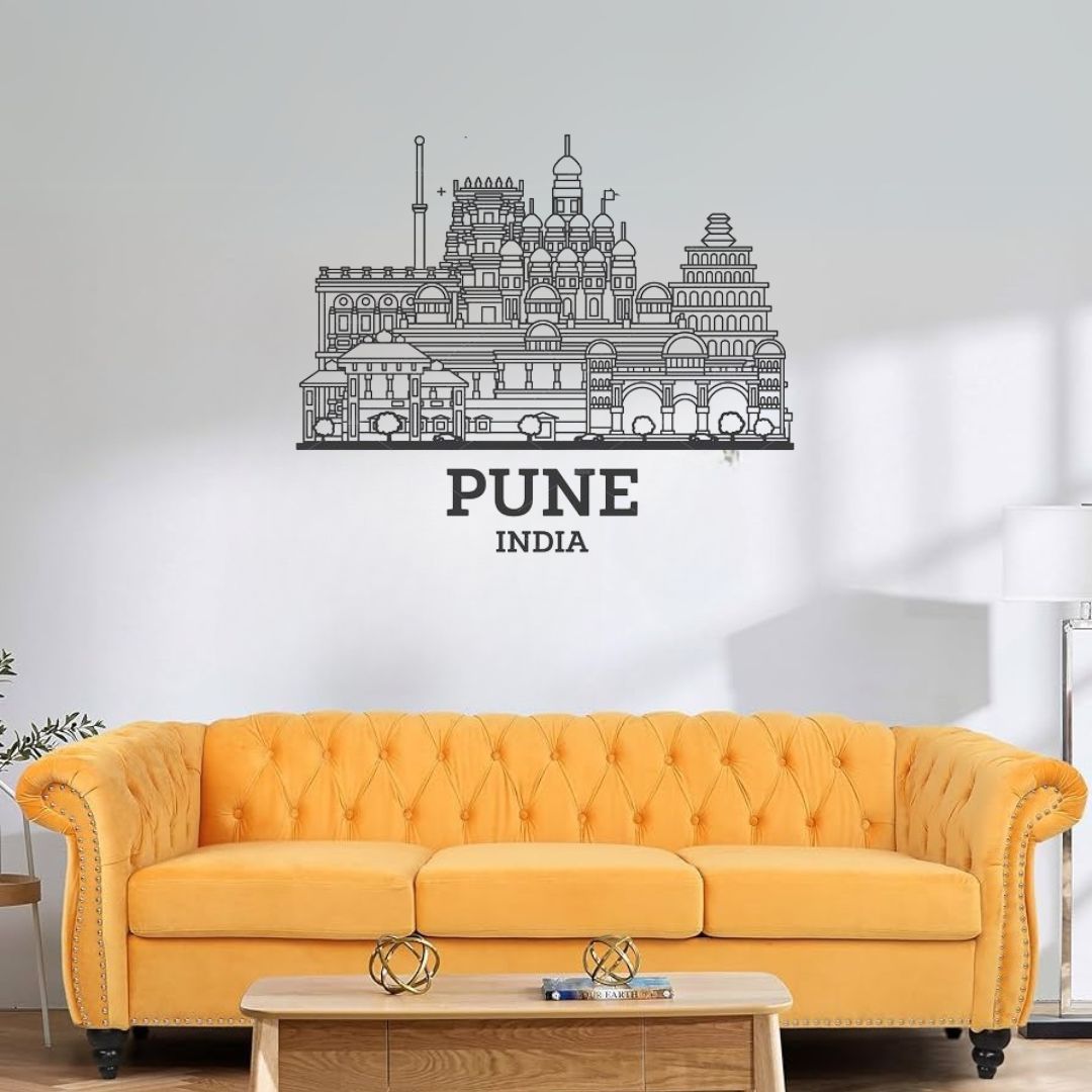 Pune, India - Skyline Acrylic Wall Art - Home Decal - Indian National Day