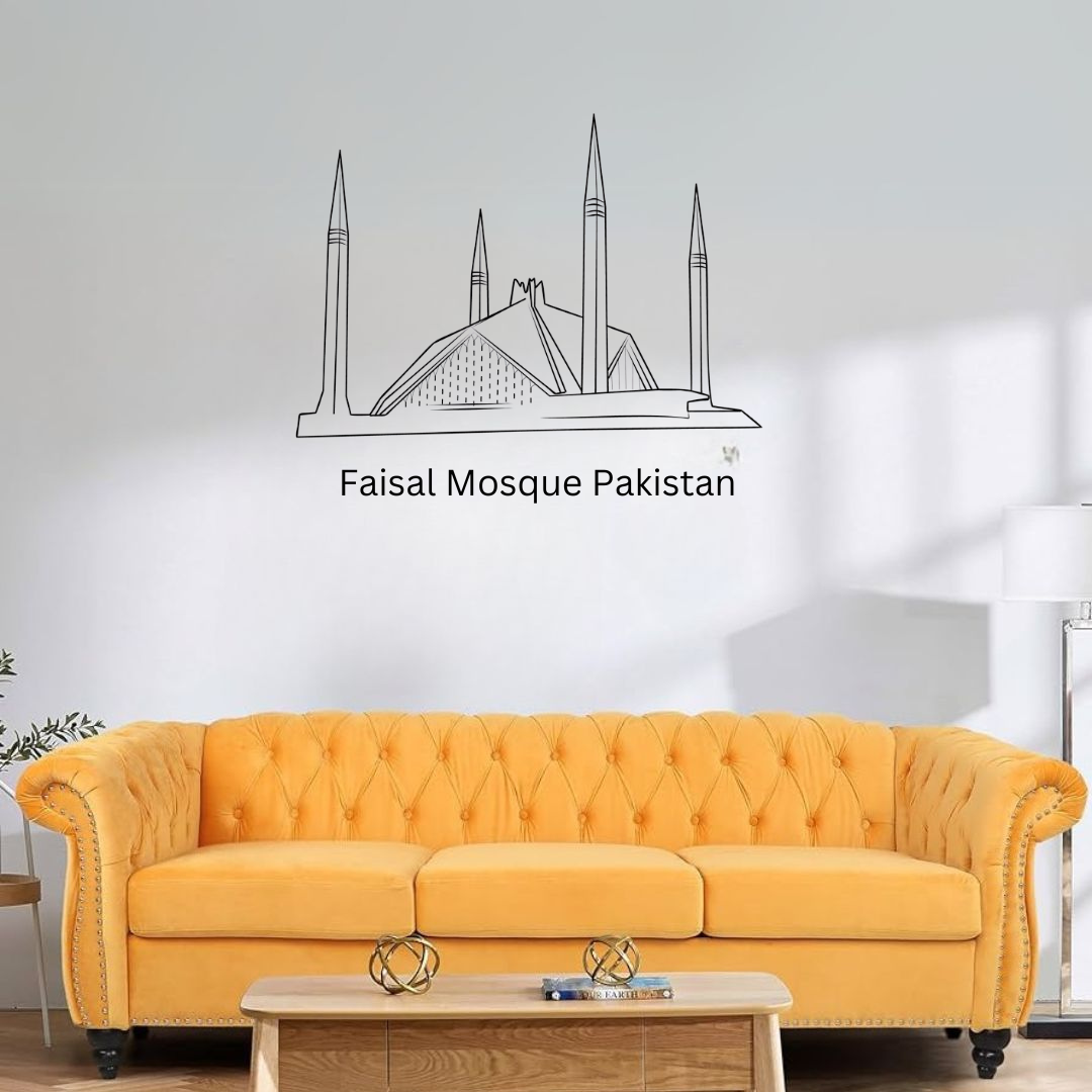 Faisal Mosque, Pakistan - Skyline Acrylic Wall Art - Home Decal - Pakistan National Day