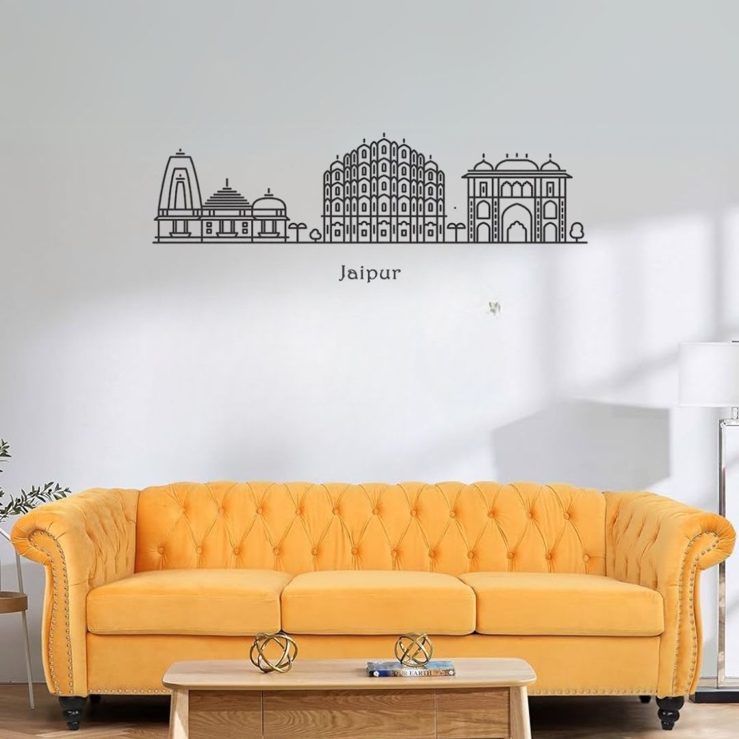 Jaipur, India - Skyline Acrylic Wall Art - Home Decal - Indian National Day