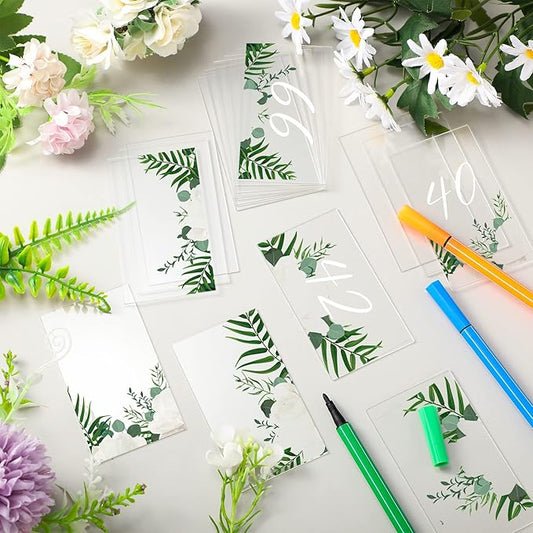 Clear Acrylic Wedding Place Cards Acrylic Table Number Card Blank Name Plate Seating Chart Sign for Wedding DIY Table Setting Banquet Party(Rectangular Style)
