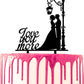 Wedding Cake Topper – “Love You More” Bride & Groom Kissing Under Lamp Silhouette – Romantic Cake Decoration for Wedding Party