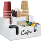 Coffee Station Organizer – 6 Compartment Acrylic Lid & Cup Holder, Condiment Storage Dispenser for Countertops