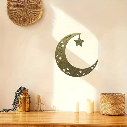 Ramadan Moon and Star | 2 pcs Acrylic Wall Decoration | Islamic Calligarphy