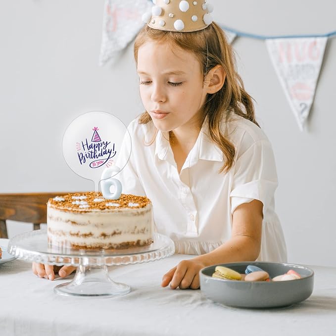 Acrylic Cake Toppers – 4pcs Reusable Crystal Clear Large Cake & Cupcake Toppers with Sticks for Birthday, Wedding, Anniversary & Party Celebrations