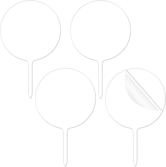 Acrylic Cake Toppers – 4pcs Reusable Crystal Clear Large Cake & Cupcake Toppers with Sticks for Birthday, Wedding, Anniversary & Party Celebrations