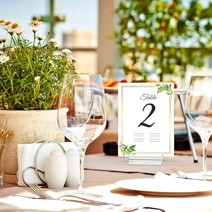 Clear Acrylic Stands – 10 Pack Place Card Holders, Table Number & Business Card Display Holders for Weddings, Dining Tables, Shops & Offices