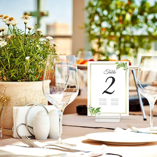 Clear Acrylic Stands – 3 Pack Place Card Holders, Table Number & Business Card Display Holders for Weddings, Dining Tables, Shops & Offices