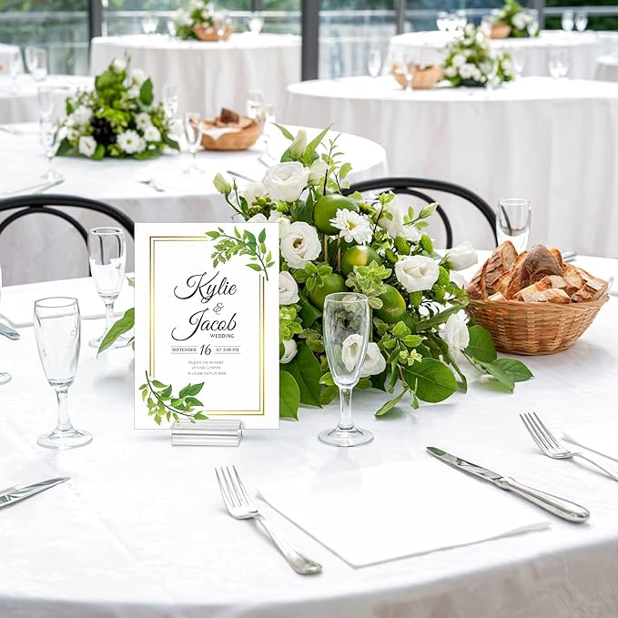 Clear Acrylic Stands – 10 Pack Place Card Holders, Table Number & Business Card Display Holders for Weddings, Dining Tables, Shops & Offices