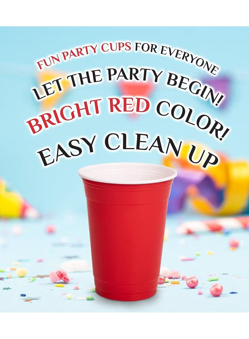 50 Piece Disposable Plastic Cups, Red 16-Ounce Disposable Plastic Party Cups, Red Heavy Duty Cups, Ideal for Weddings, Party’s, Birthdays, Dinners, Lunch’s.