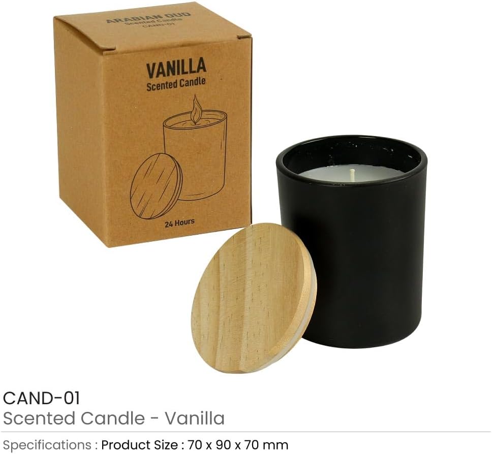 Premium Oud & Vanilla Scented Candle – Handcrafted in Glass Bottle, Long-Lasting Fragrance, Perfect for Relaxation, Home, and Gifts.