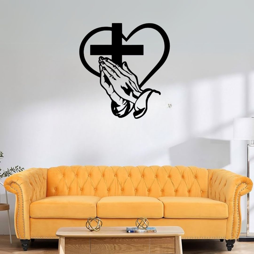 Jesus Cross, Praying Hand With Heart - Christmas & Baptism - For Church or Home