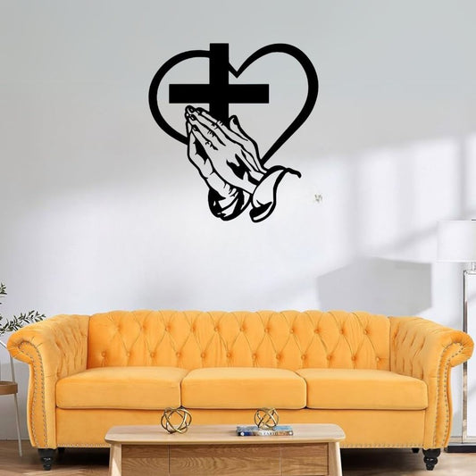 Jesus Cross, Praying Hand With Heart - Christmas & Baptism - For Church or Home