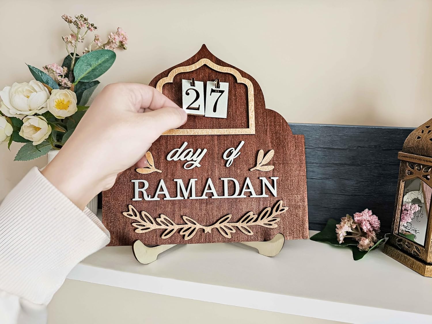Ramadan Countdown Calendar 2026 with Arabic Calligraphy, Advent Calendar for Home Decor, Mubarak Table Decoration