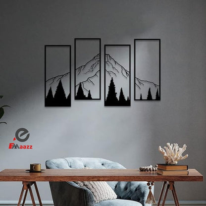 Mountain and Forest Wall Frame | 4 Pcs | Acrylic Wall Art | Home Decoration