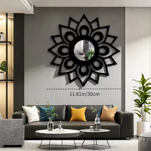 Sunflower Wooden Wall Mirror Art | Emaazz