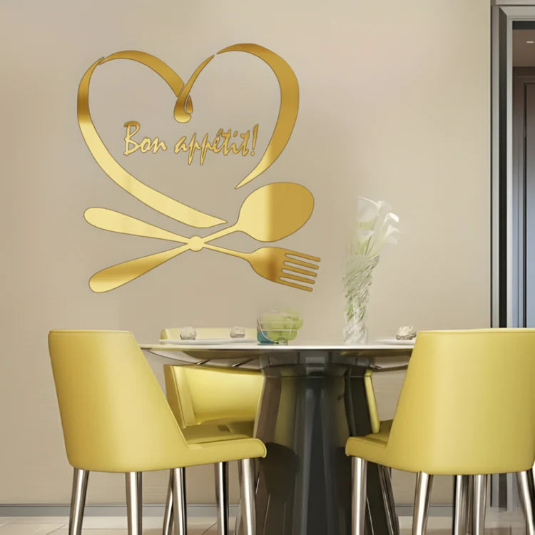 Spoon & Fork with Heart Acrylic Wall Decal | Beautiful Kitchen Decor for UAE Homes & Restaurants