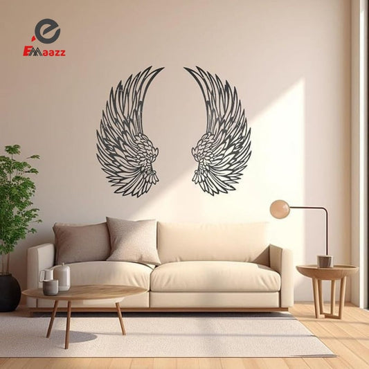 1 Pair Angel Wings | Wall Art Decor with Led Lights | 3D Angel Wings Wall Sculptures Decor | DIY Wall Art Hanging Decor, for Home &amp; Office