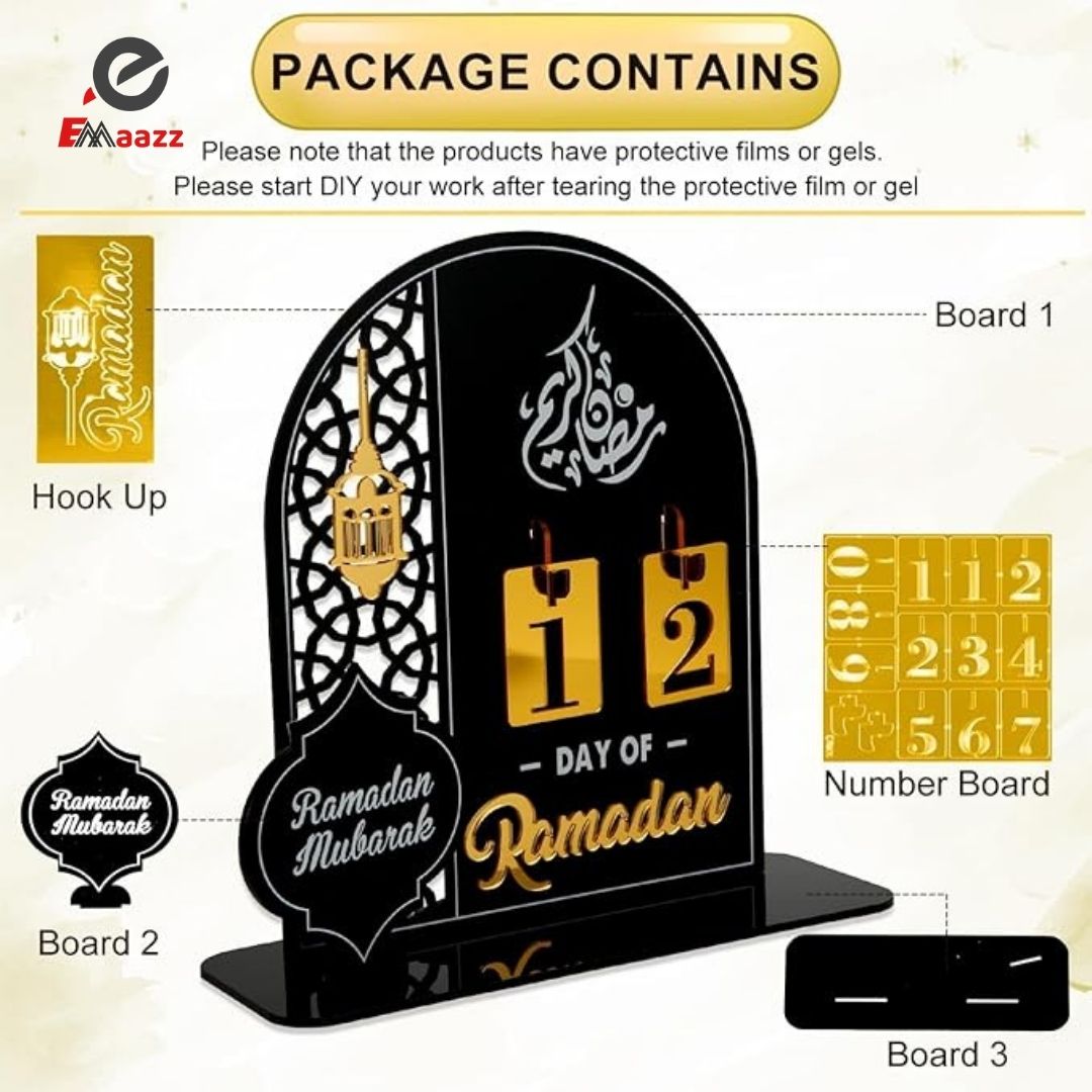 Ramadan Table Calendar | Ramadan Countdown Calendar | Desk Calendars Ramadan | Decorations for Home Decor Muslim Festival&nbsp;