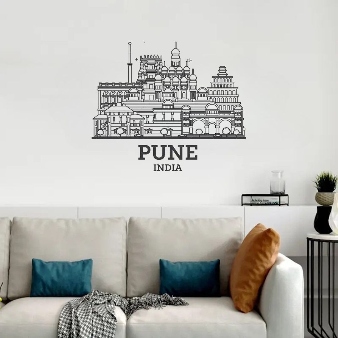 Pune, India - Skyline Acrylic Wall Art - Home Decal - Indian National Day
