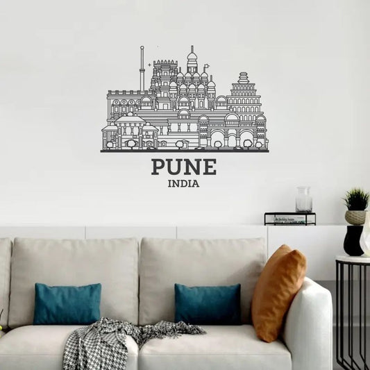 Pune, India - Skyline Acrylic Wall Art - Home Decal - Indian National Day