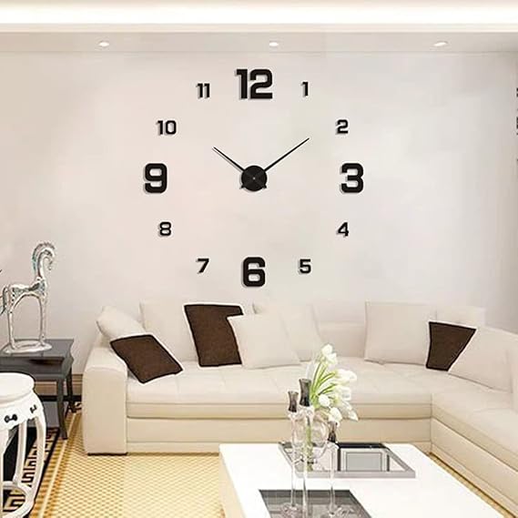 3D Wall Clock, Frameless Wall Clock DIY Wall Decoration, 3D Roman Number Wall Clock Home Decor