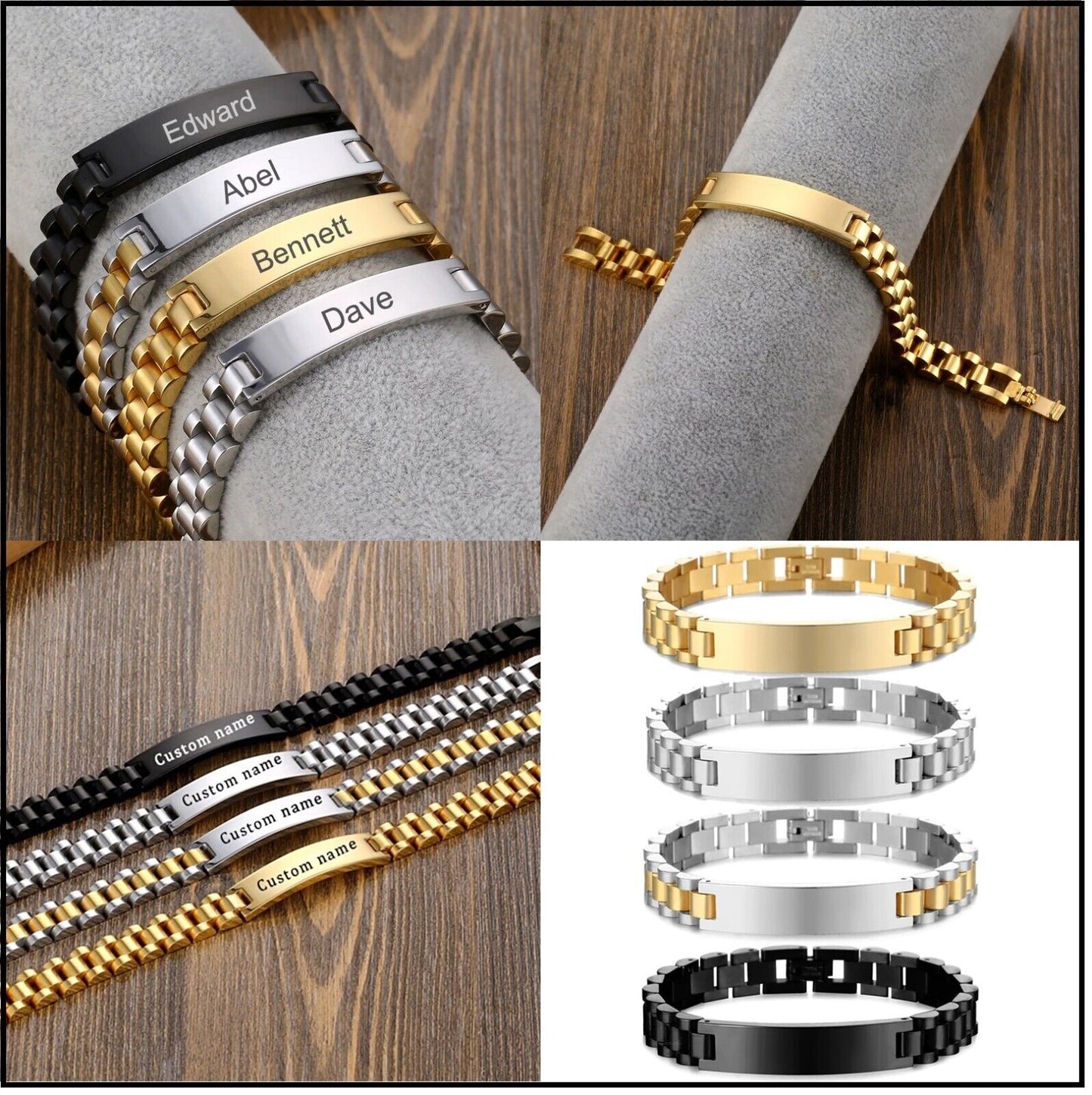 Stainless Steel Custom Name Bracelet for Men - Personalized Style & Durability