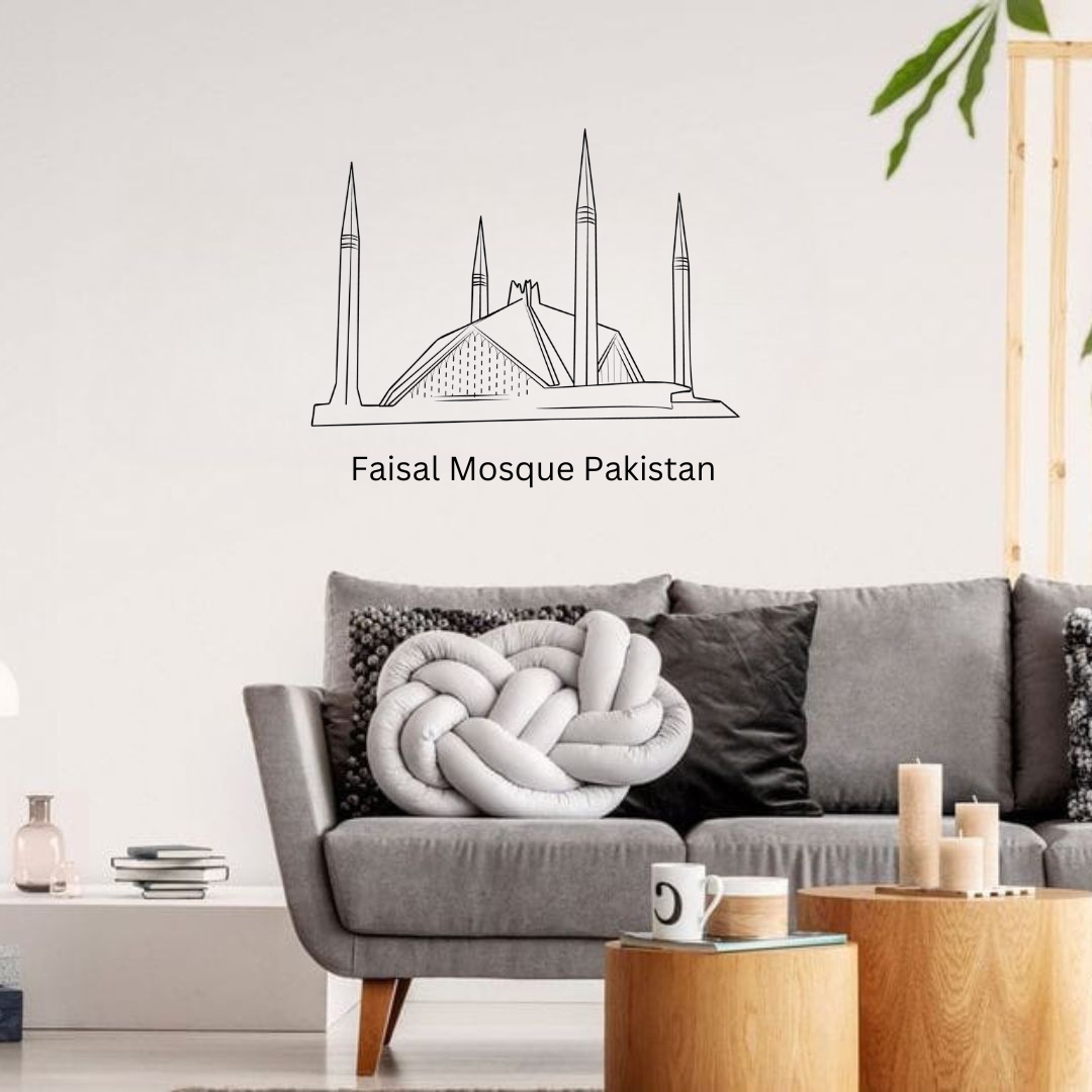 Faisal Mosque, Pakistan - Skyline Acrylic Wall Art - Home Decal - Pakistan National Day
