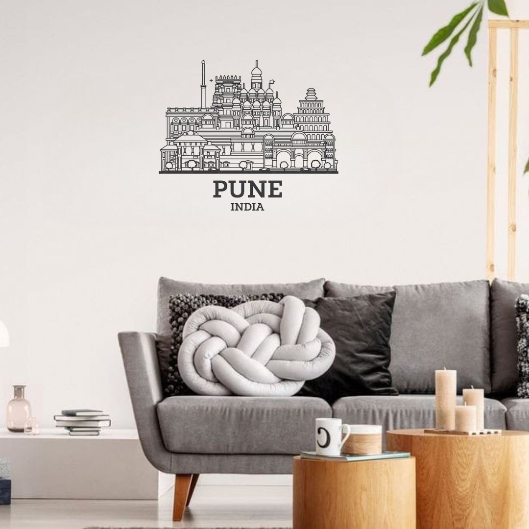Pune, India - Skyline Acrylic Wall Art - Home Decal - Indian National Day