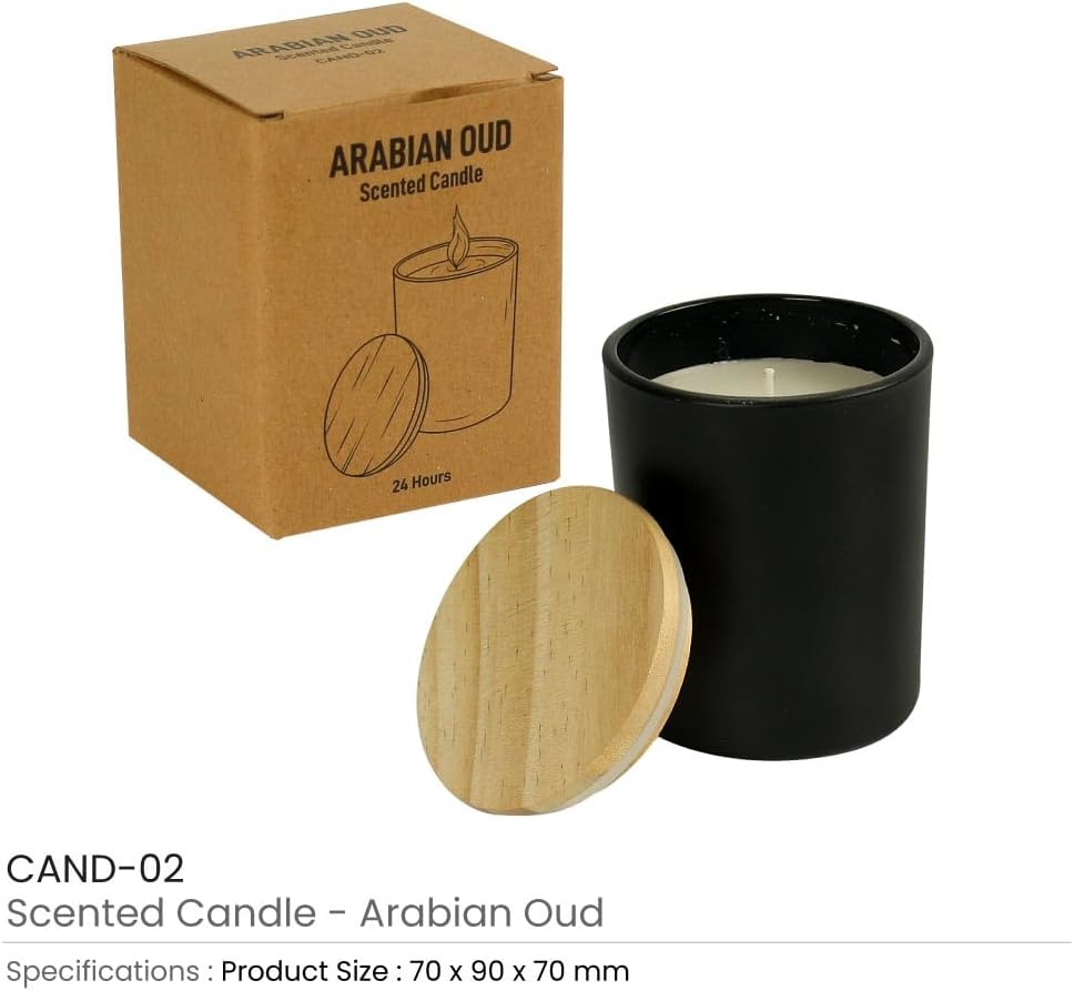 Premium Oud & Vanilla Scented Candle – Handcrafted in Glass Bottle, Long-Lasting Fragrance, Perfect for Relaxation, Home, and Gifts.