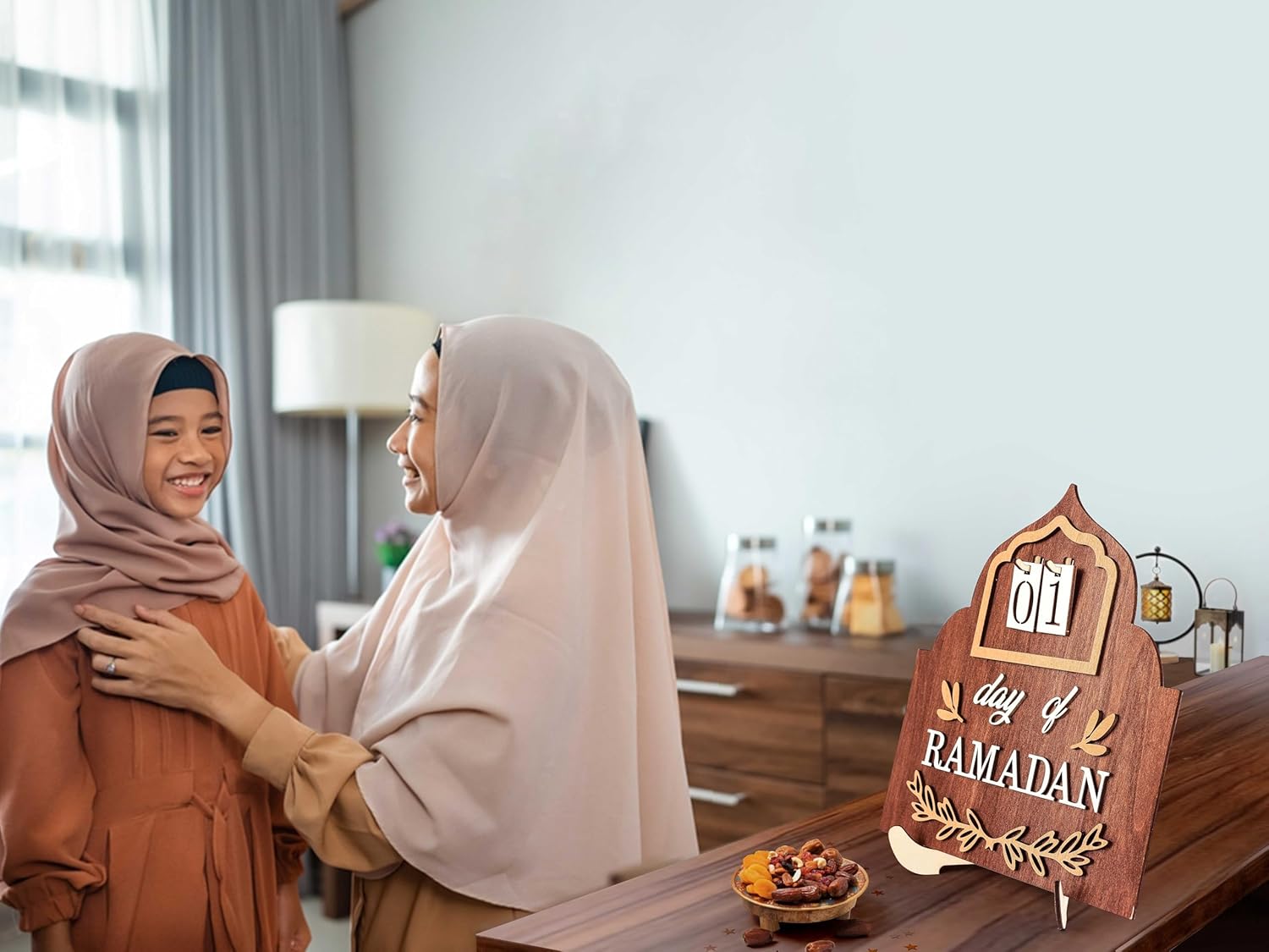 Ramadan Countdown Calendar 2026 with Arabic Calligraphy, Advent Calendar for Home Decor, Mubarak Table Decoration