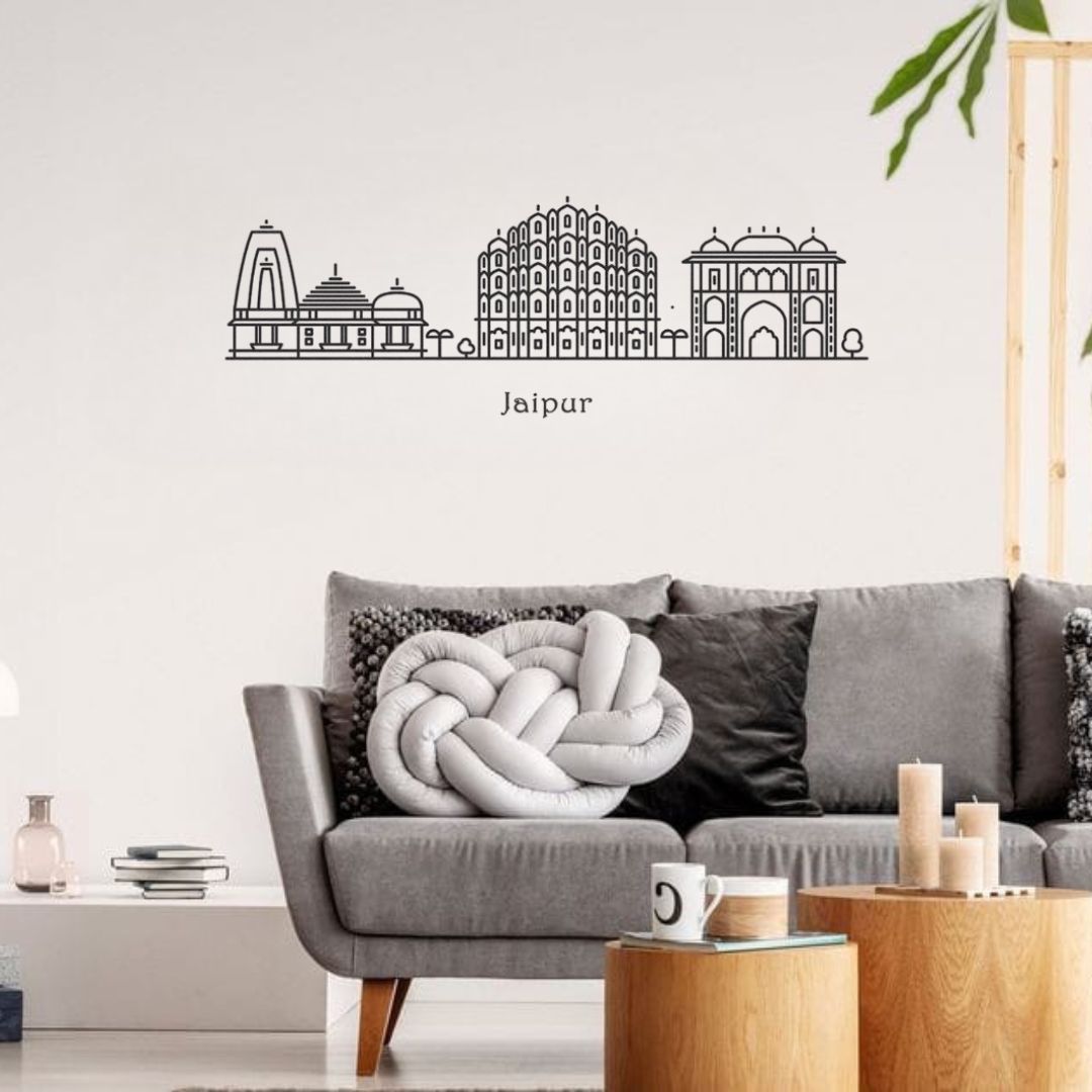 Jaipur, India - Skyline Acrylic Wall Art - Home Decal - Indian National Day