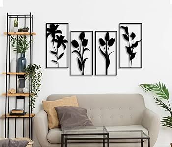 Flower Acrylic 4 piece Wall Decor Set,Acrylic Flower Wall Art, Vertical Acrylic Wall Decor, Floral Acrylic Wall Hangings, Living Room Acrylic Wall Decor (4 piece set Flower Acrylic wall art,