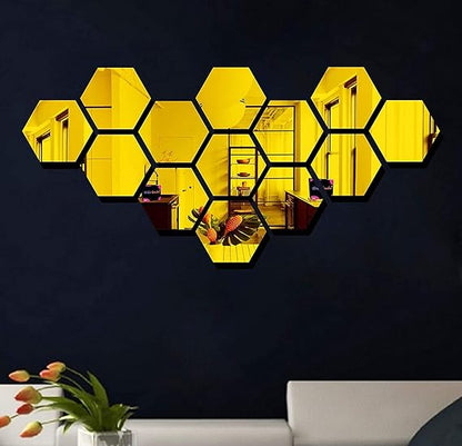 3D Hexagon 13  acrylic mirror for wall,