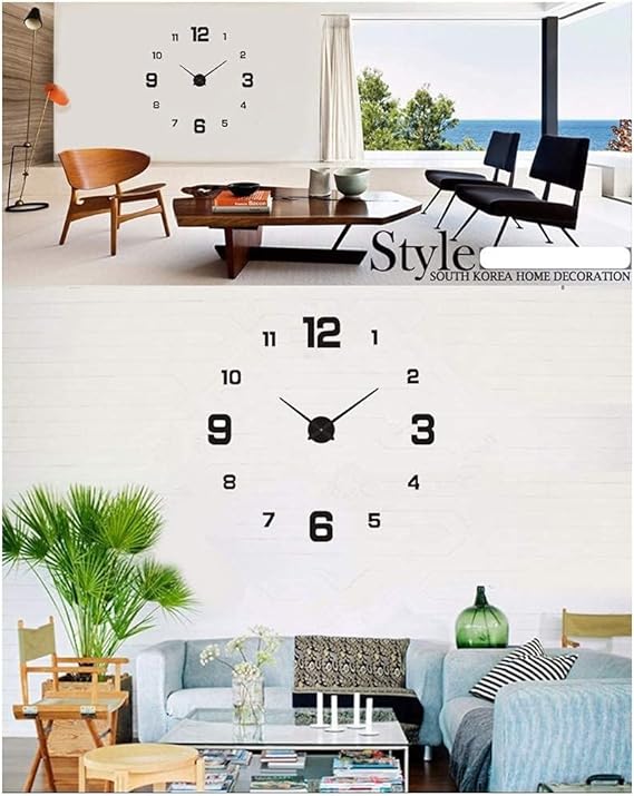 3D Wall Clock, Frameless Wall Clock DIY Wall Decoration, 3D Roman Number Wall Clock Home Decor