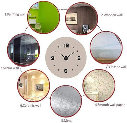 3D Wall Clock, Frameless Wall Clock DIY Wall Decoration, 3D Roman Number Wall Clock Home Decor