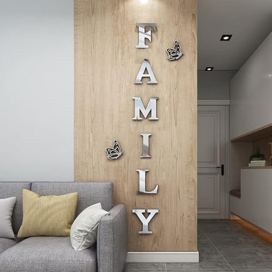 Family Sign Acrylic Mirror - Modern Home Decoration