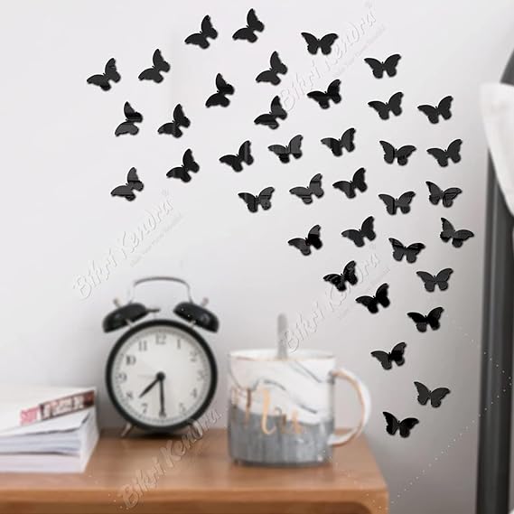 40 Butterfly Decorative 3D Acrylic Mirror for Wall