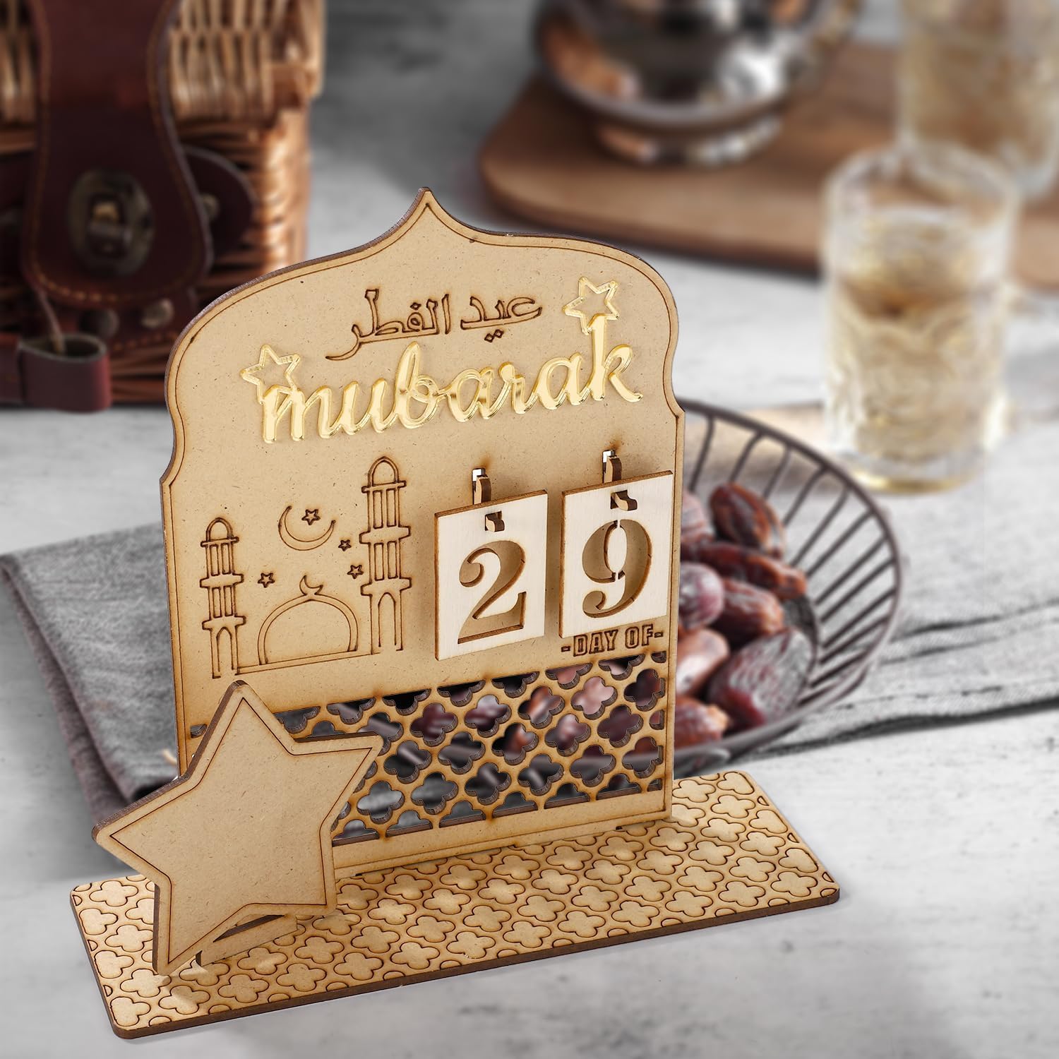 Ramadan Advent Calendar 2026 - Wood Ramadan Countdown Calendar, Ramadan Decorations for Home, Ramadan Table Decor, Islamic Decorations, Ramadan Gifts & Eid Mubarak Decorations