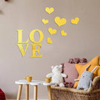 Love & Hearts Acrylic Wall Mirror - Modern Home Decoration [42 pieces]